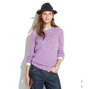 Madewell Wool Blend Raglan Sleeve Crewneck Sweater Medium Light Purple Marled